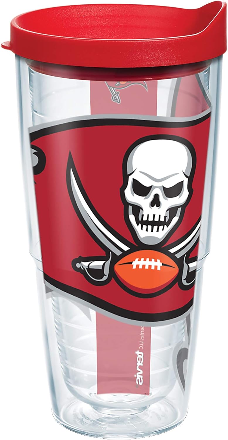 Tervis Made in USA Double Walled NFL Tampa Bay Buccaneers Insulated Tumbler Cup Keeps Drinks Cold & Hot, 24oz, Colossal